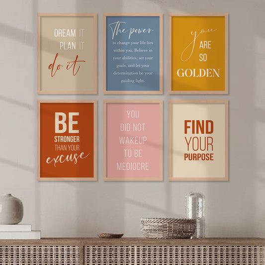 Motivational Quotes Vibrant Colors Posters with Frame for Office Living Room Bedroom Study Room School Wall Decor-Kotart