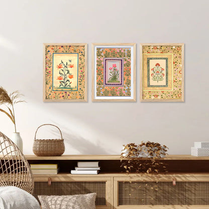 Traditional Indian Inspired Madhubani Art Prints with Frame for Living Room Bedroom Home and Office Wall Decor Set of 6