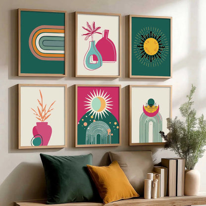 Minimal Boho Art Prints with Frame for Living Room Bedroom Home and Office Wall Decor Set of 6