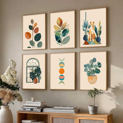 Boho Framed Wall Art Prints | Set of 6 | Home Decor