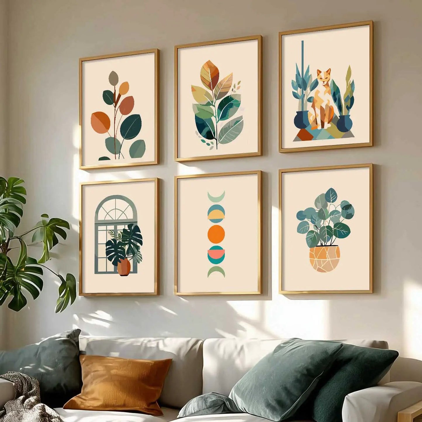 Boho Framed Wall Art Prints | Set of 6 | Home Decor