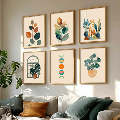 Boho Framed Wall Art Prints | Set of 6 | Home Decor