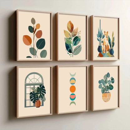 Boho Framed Wall Art Prints | Set of 6 | Home Decor
