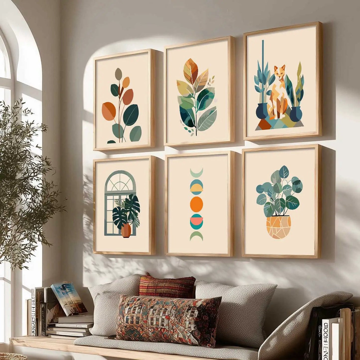 Boho Framed Wall Art Prints | Set of 6 | Home Decor