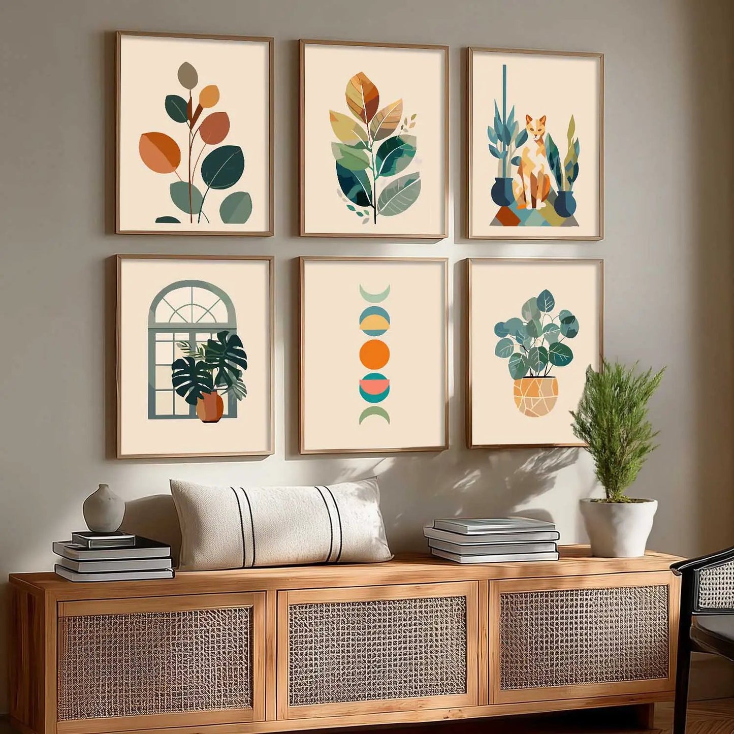 Boho Framed Wall Art Prints | Set of 6 | Home Decor