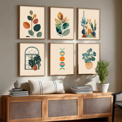 Boho Framed Wall Art Prints | Set of 6 | Home Decor