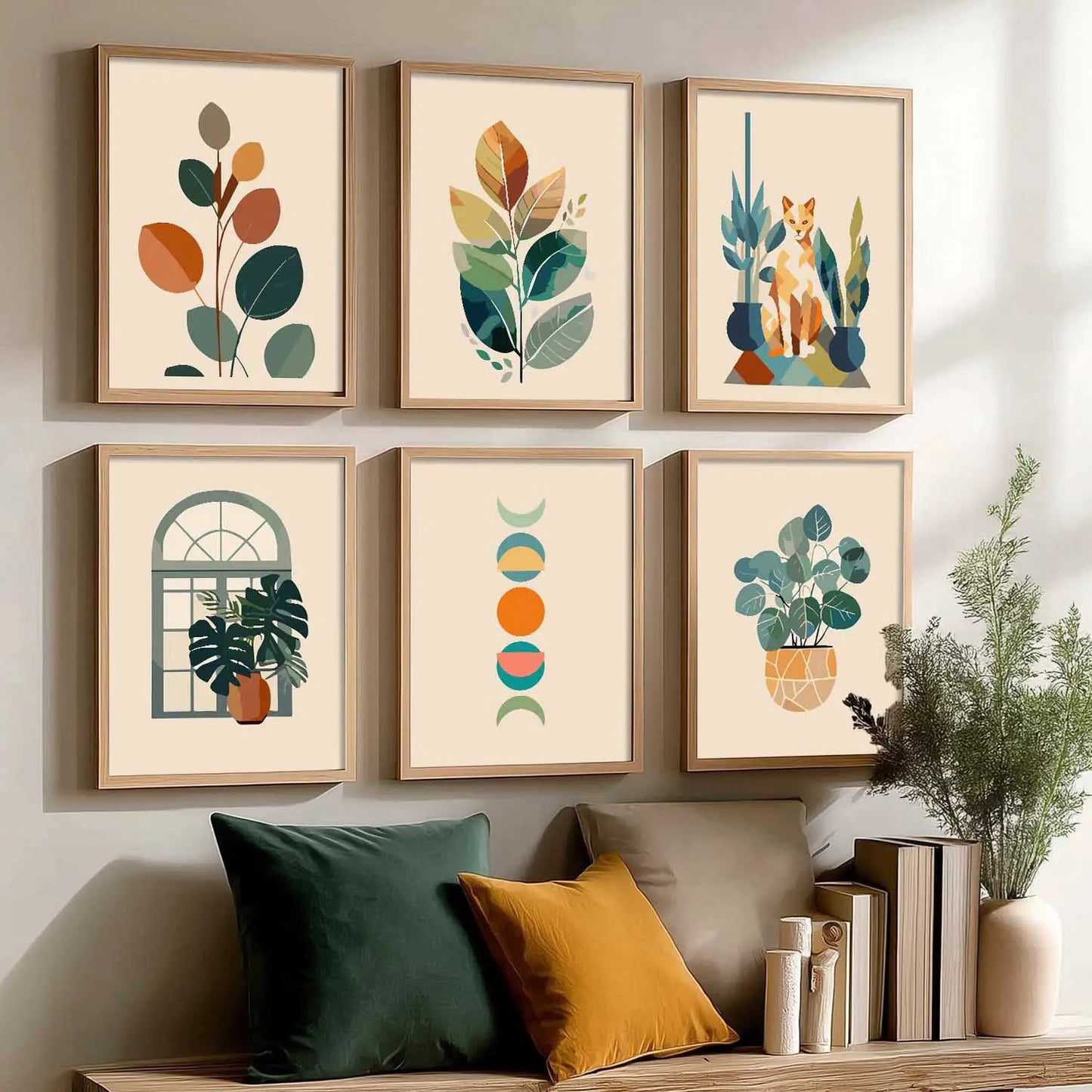 Boho Framed Wall Art Prints | Set of 6 | Home Decor