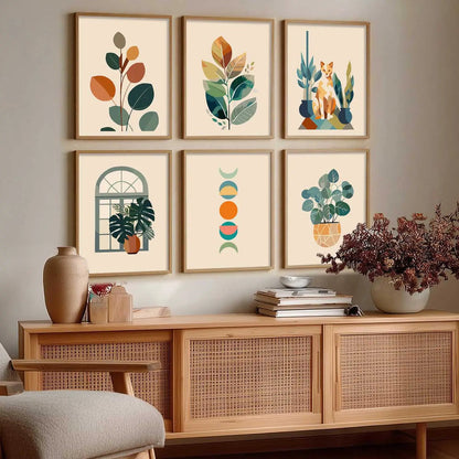 Boho Framed Wall Art Prints | Set of 6 | Home Decor