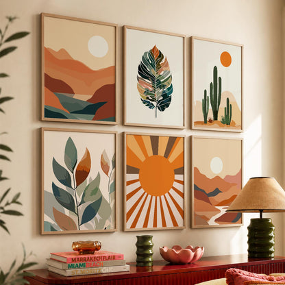 Leaf Silhouette Wall Art Set of 6 Framed Prints