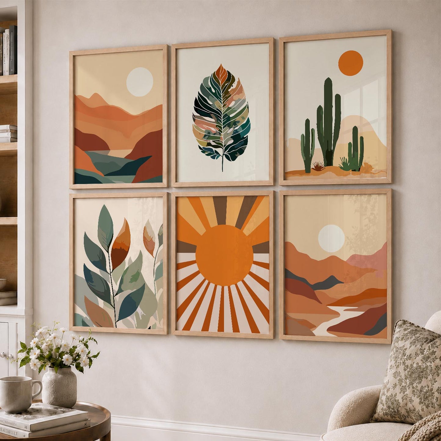 Leaf Silhouette Wall Art Set of 6 Framed Prints