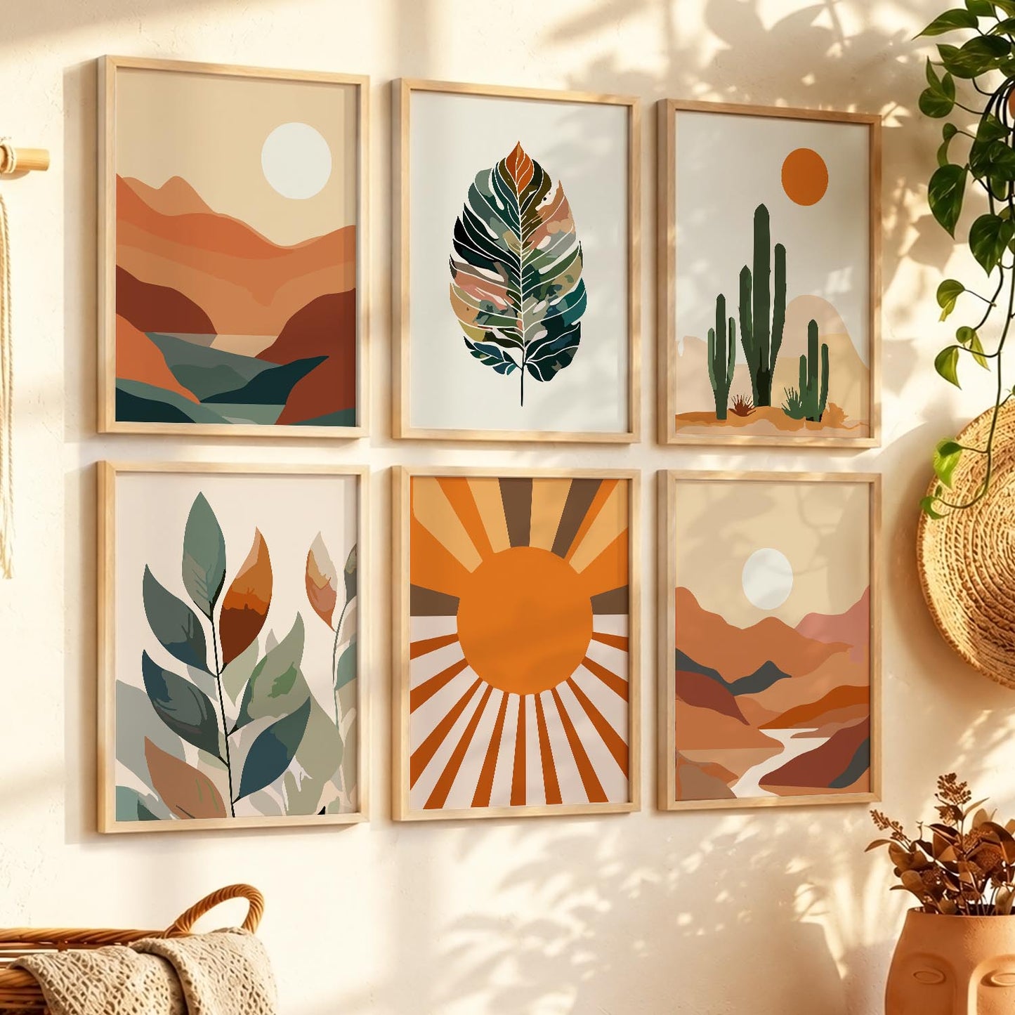 Leaf Silhouette Wall Art Set of 6 Framed Prints
