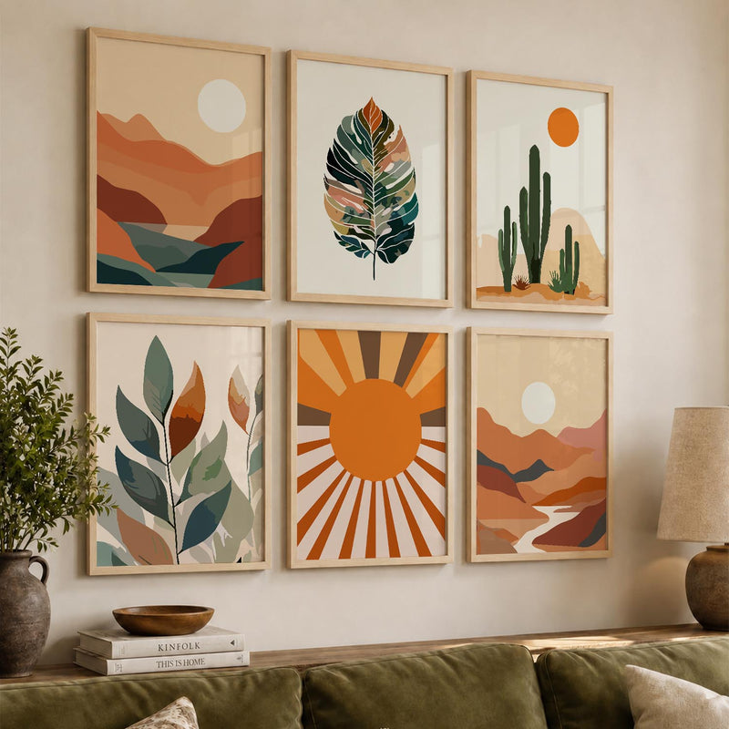 Leaf Silhouette Wall Art Set of 6 Framed Prints