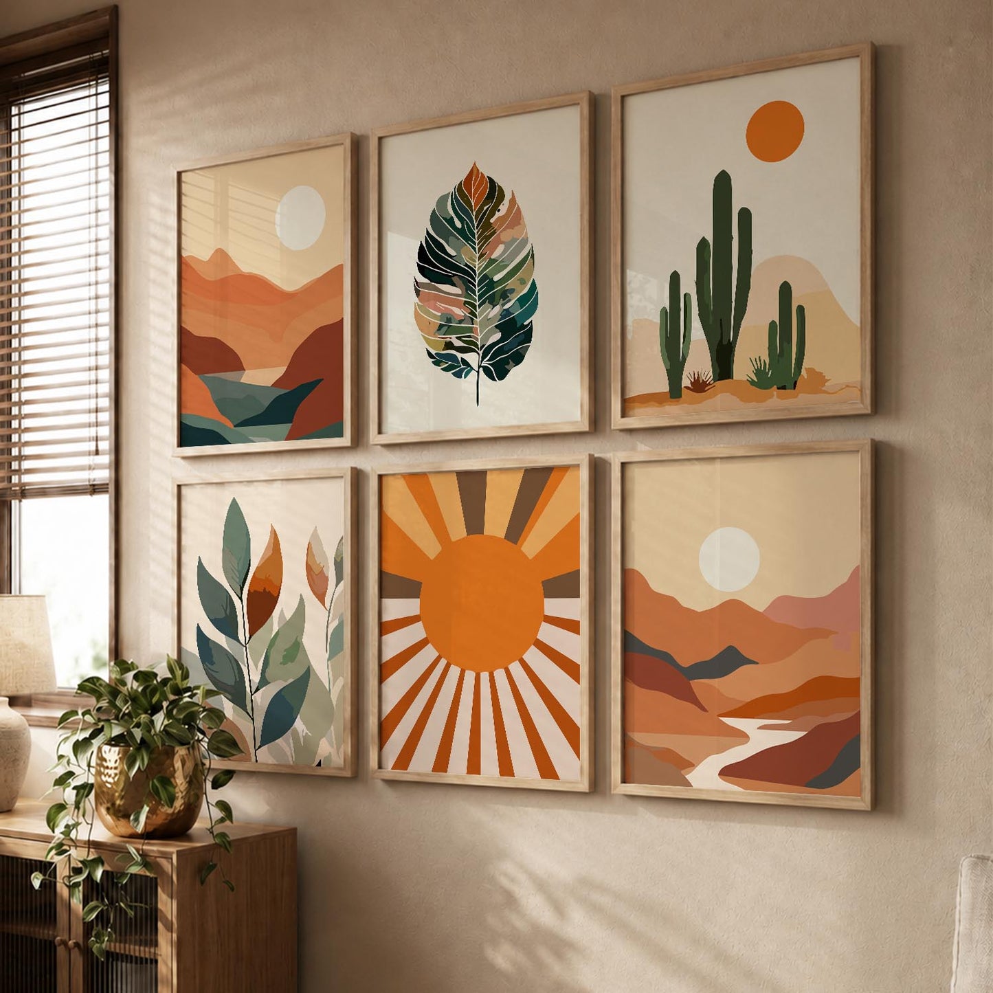 Leaf Silhouette Wall Art Set of 6 Framed Prints