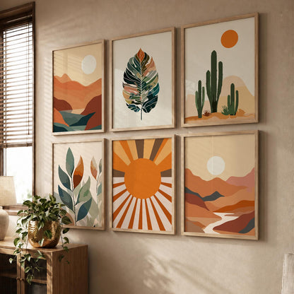 Leaf Silhouette Wall Art Set of 6 Framed Prints