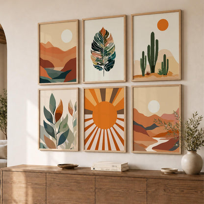 Leaf Silhouette Wall Art Set of 6 Framed Prints