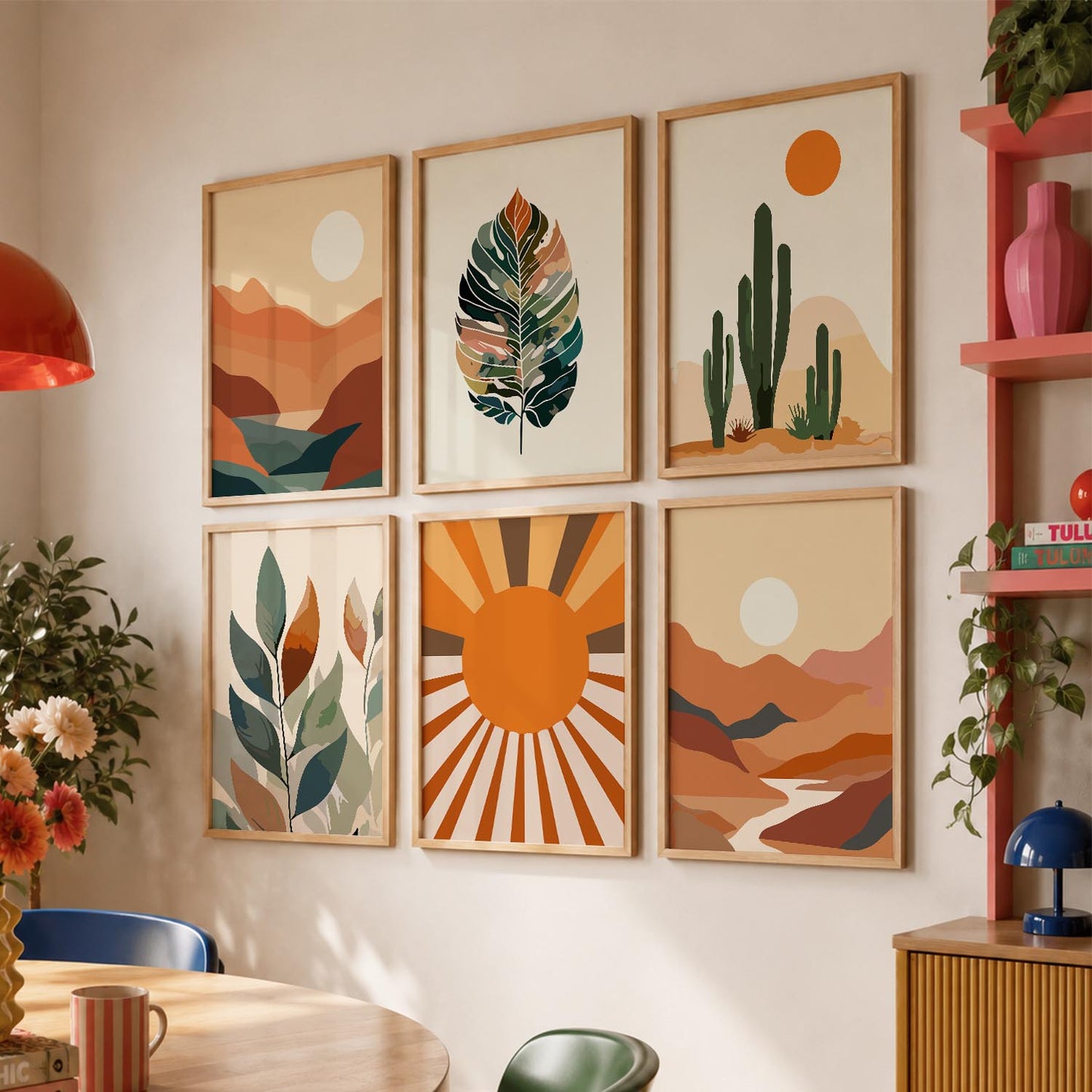 Leaf Silhouette Wall Art Set of 6 Framed Prints