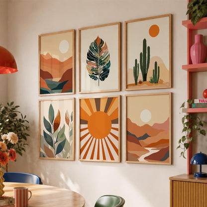 Leaf Silhouette Wall Art Set of 6 Framed Prints