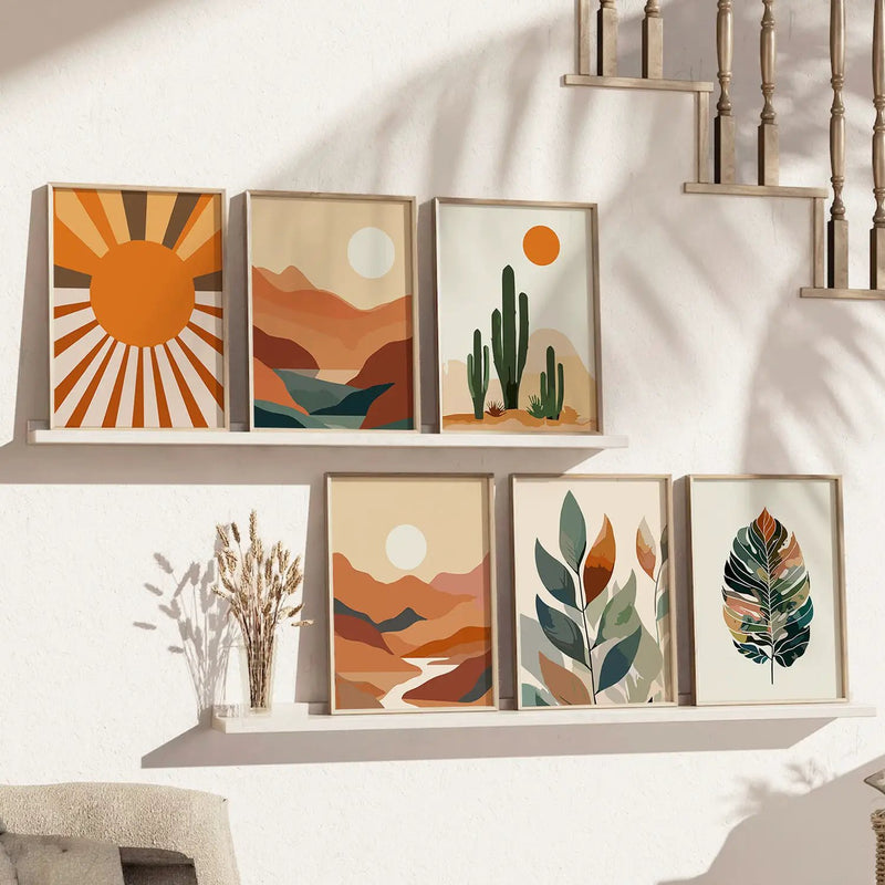 Boho Framed Wall Art Prints | Set of 6 | Home Decor