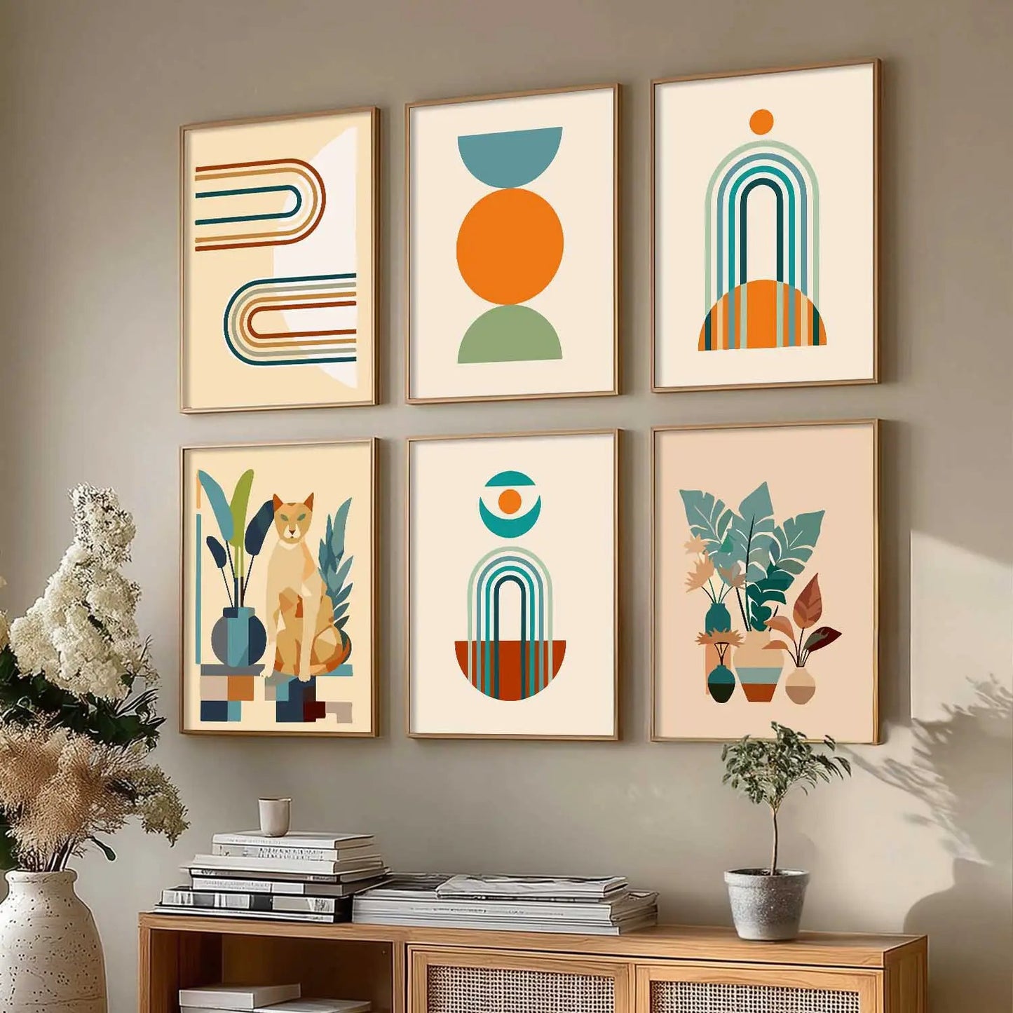 Boho Framed Wall Art Prints | Set of 6 | Home Decor