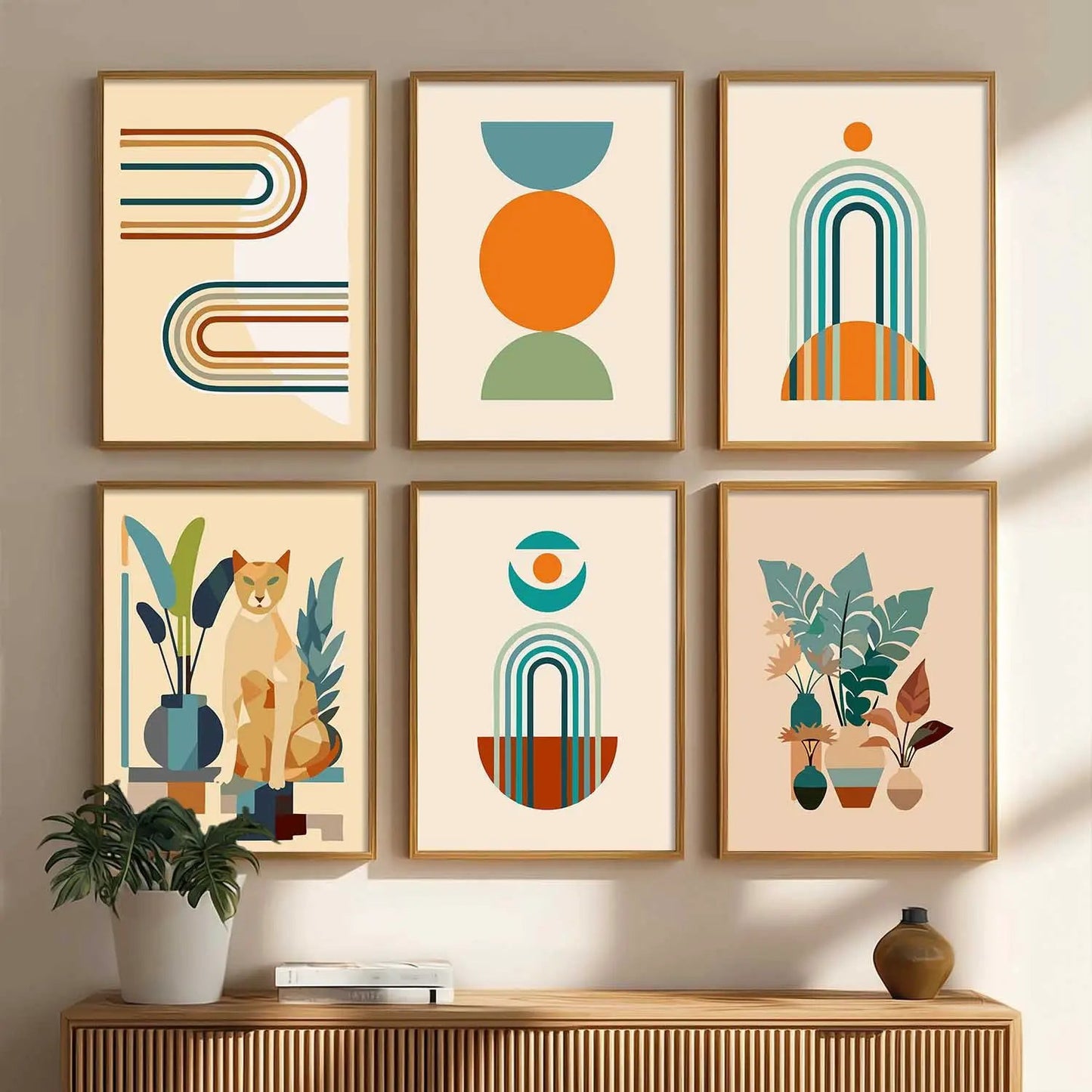 Boho Framed Wall Art Prints | Set of 6 | Home Decor