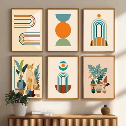 Boho Framed Wall Art Prints | Set of 6 | Home Decor