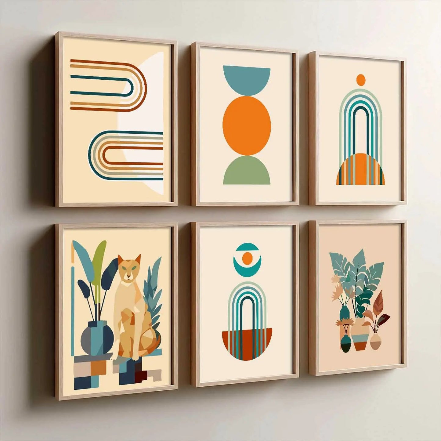Boho Framed Wall Art Prints | Set of 6 | Home Decor