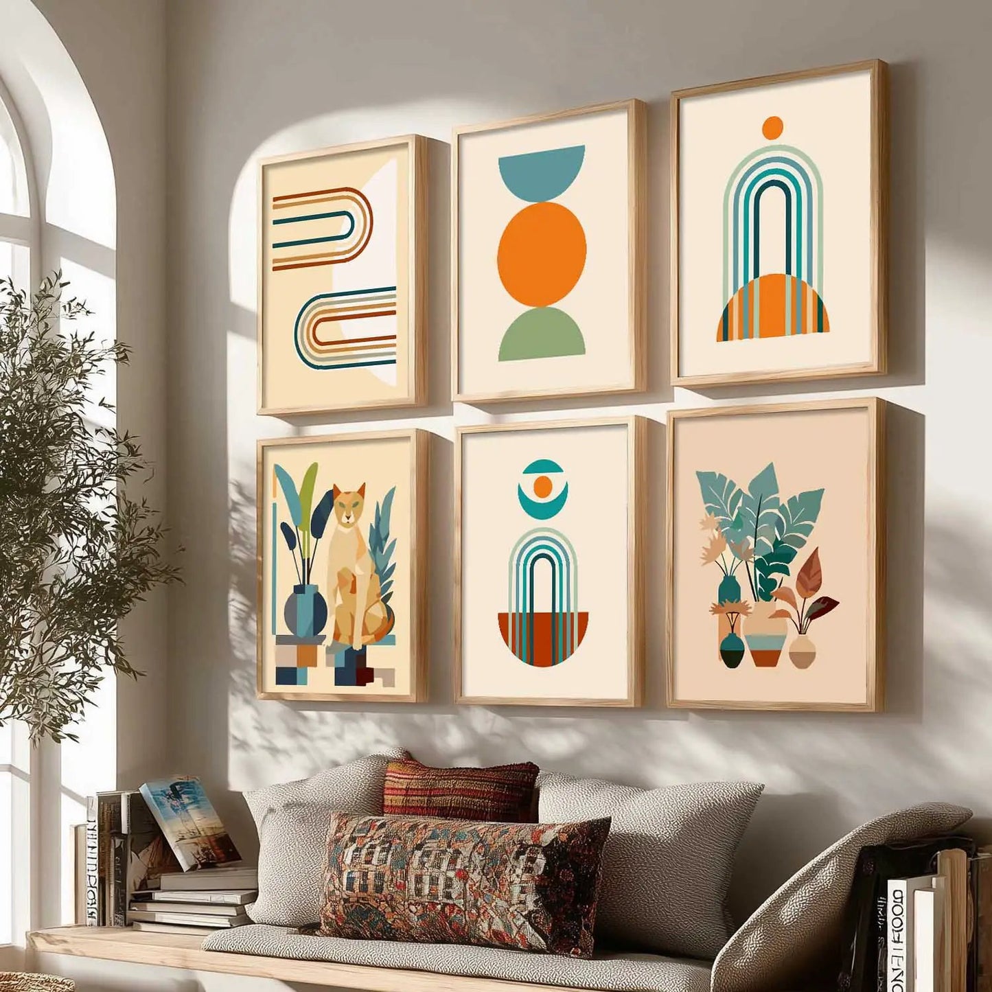 Boho Framed Wall Art Prints | Set of 6 | Home Decor