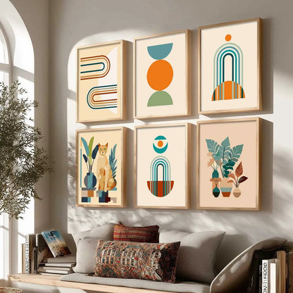 Boho Framed Wall Art Prints | Set of 6 | Home Decor