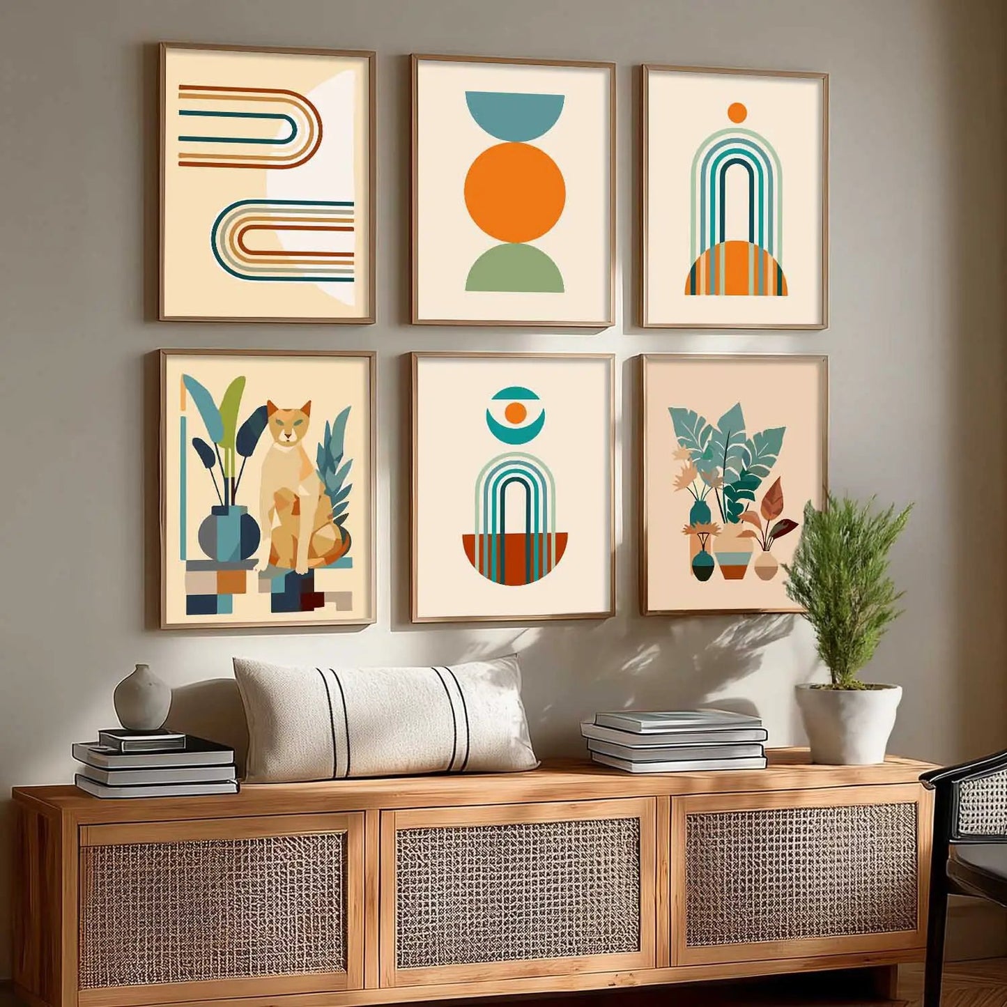 Boho Framed Wall Art Prints | Set of 6 | Home Decor