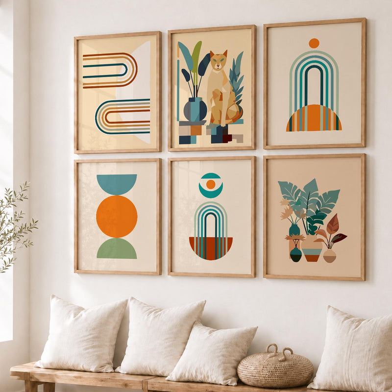 Botanical Modern Wall Art Set of 6 Framed Prints