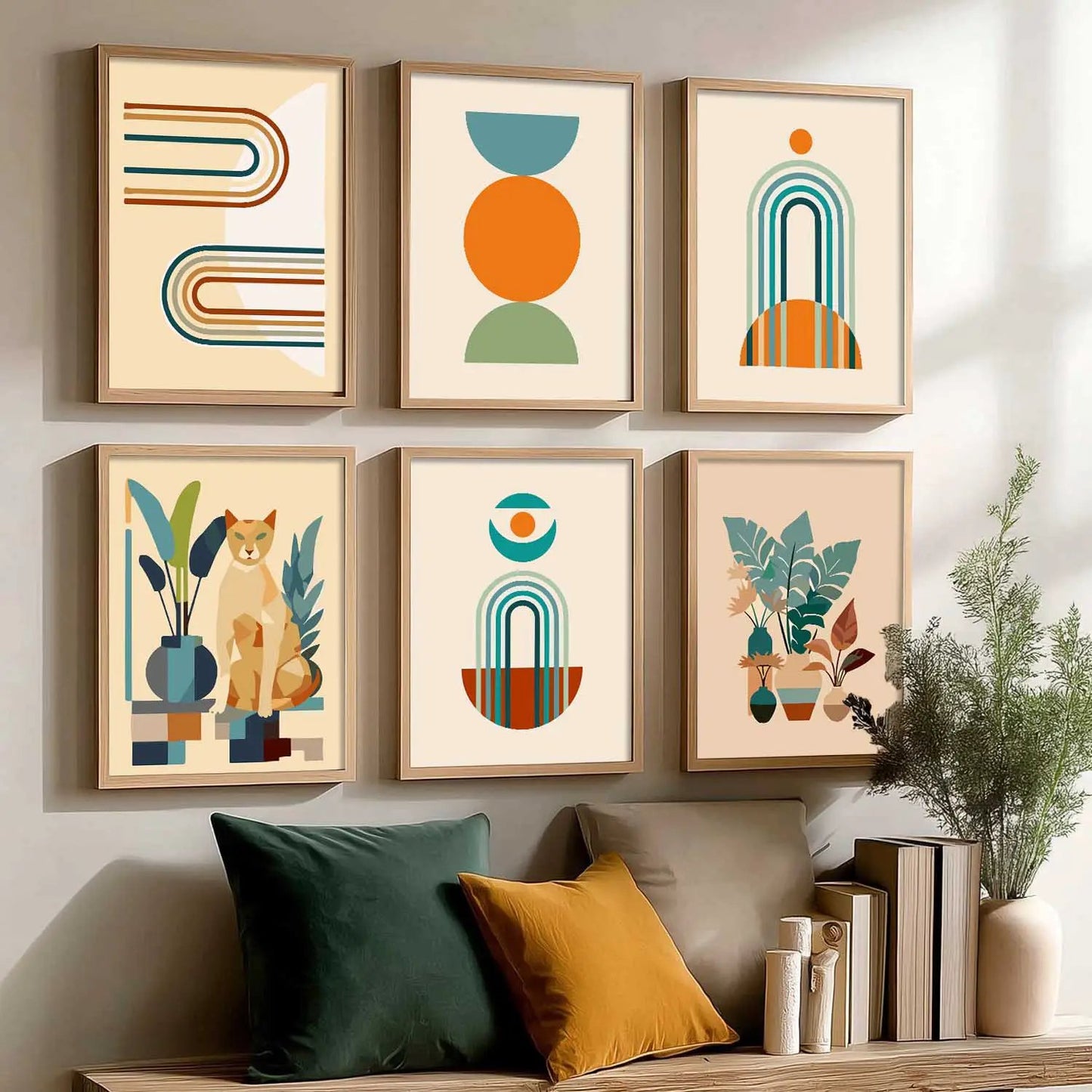 Boho Framed Wall Art Prints | Set of 6 | Home Decor