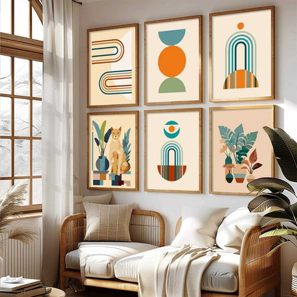 Boho Framed Wall Art Prints | Set of 6 | Home Decor