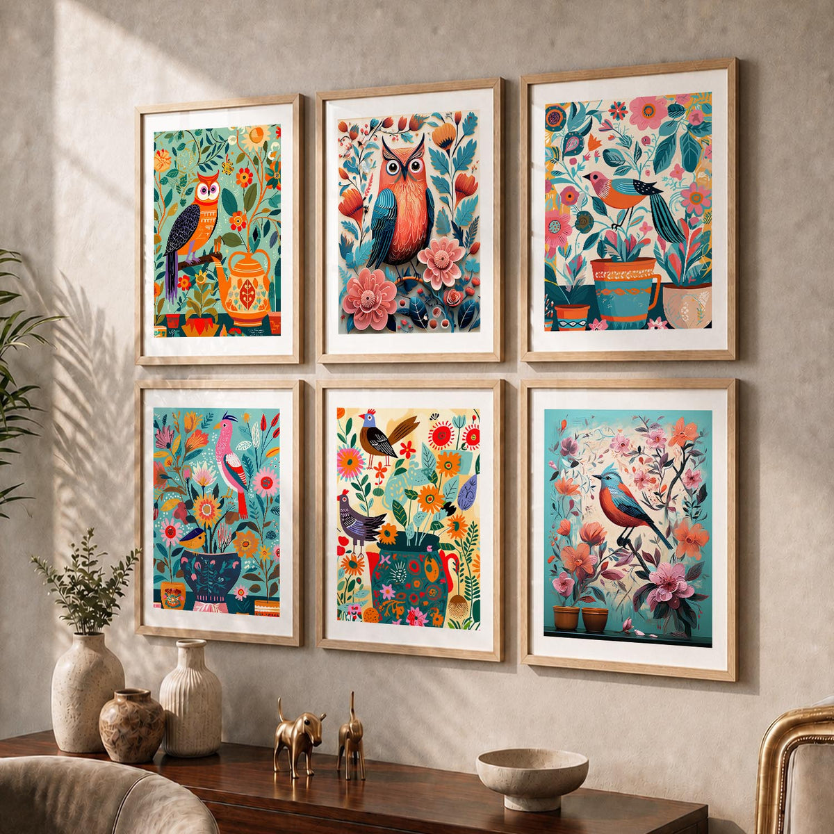 Vibrant Pop Art Prints with Frame for Living Room Bedroom Home and Office Wall Decor Set of 6