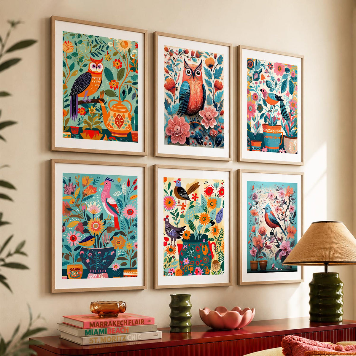 Vibrant Pop Art Prints with Frame for Living Room Bedroom Home and Office Wall Decor Set of 6