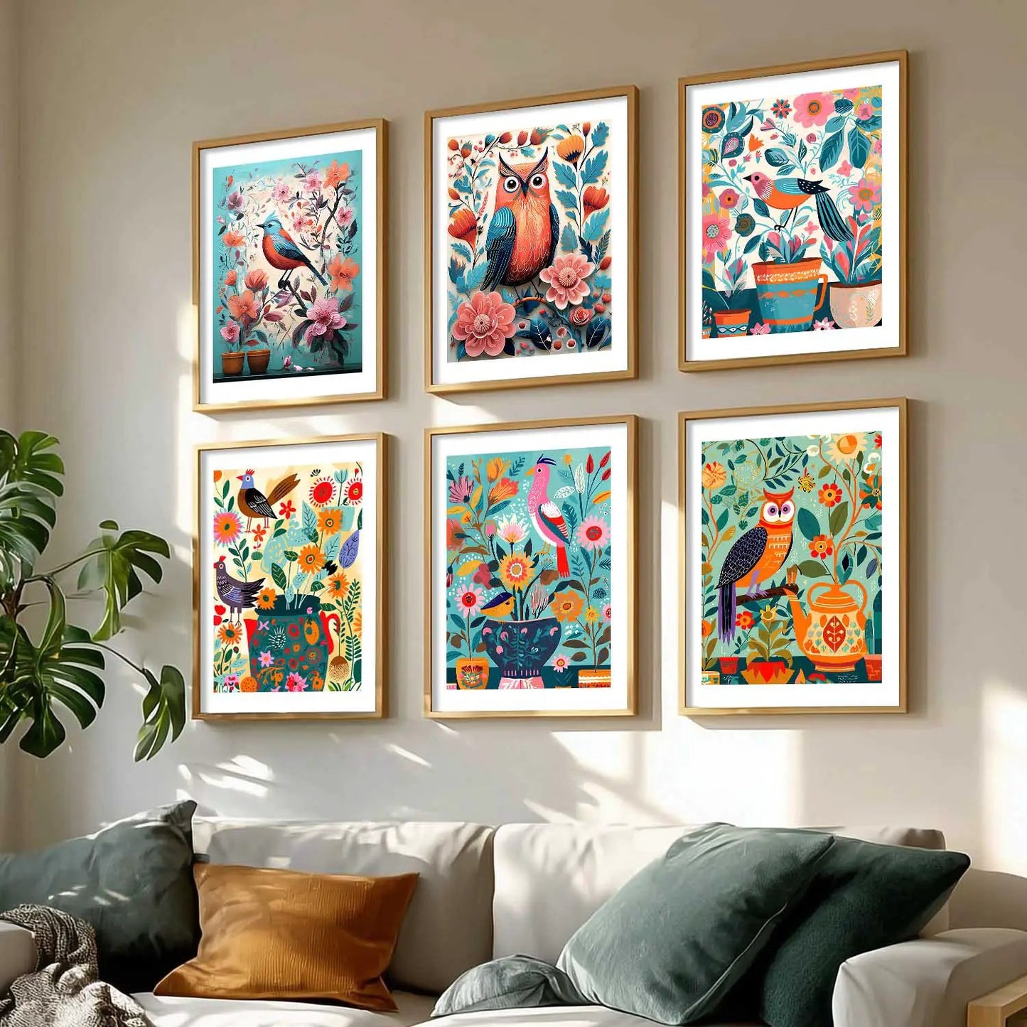 Vibrant Pop Art Prints with Frame for Living Room Bedroom Home and Office Wall Decor Set of 6