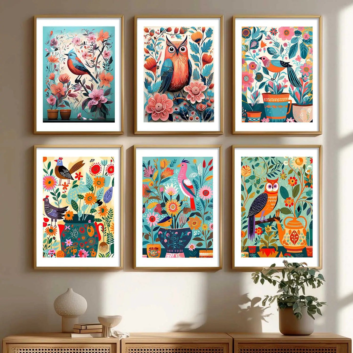 Vibrant Pop Art Prints with Frame for Living Room Bedroom Home and Office Wall Decor Set of 6