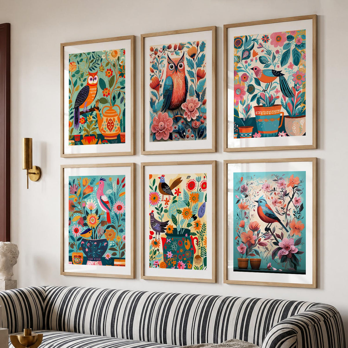 Vibrant Pop Art Prints with Frame for Living Room Bedroom Home and Office Wall Decor Set of 6