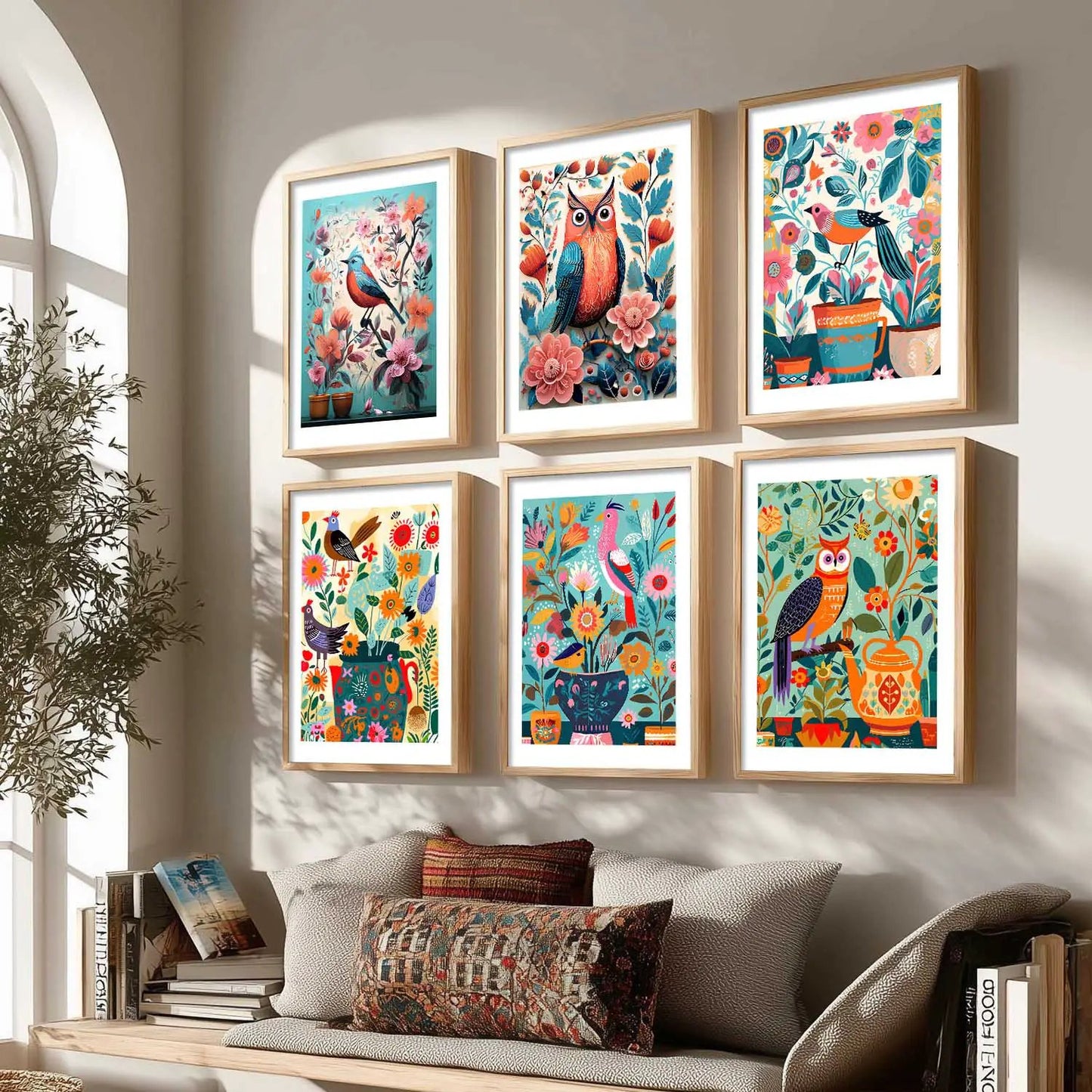 Vibrant Pop Art Prints with Frame for Living Room Bedroom Home and Office Wall Decor Set of 6