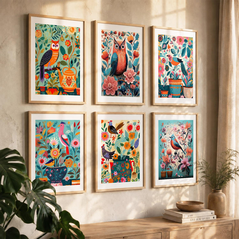 Vibrant Pop Art Prints with Frame for Living Room Bedroom Home and Office Wall Decor Set of 6
