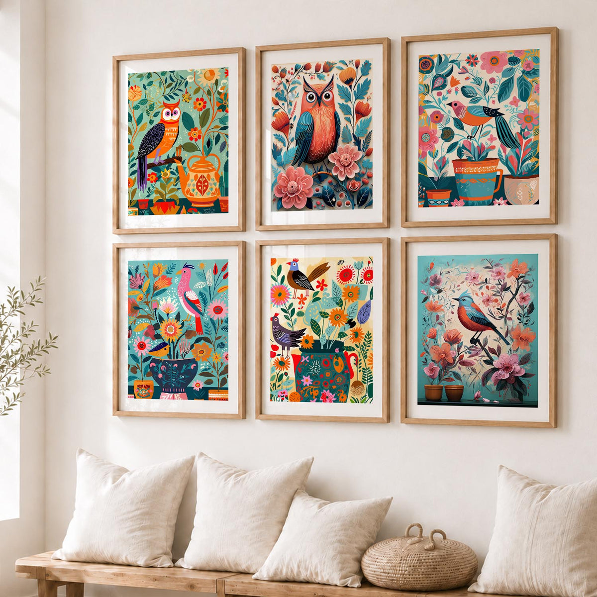 Vibrant Pop Art Prints with Frame for Living Room Bedroom Home and Office Wall Decor Set of 6