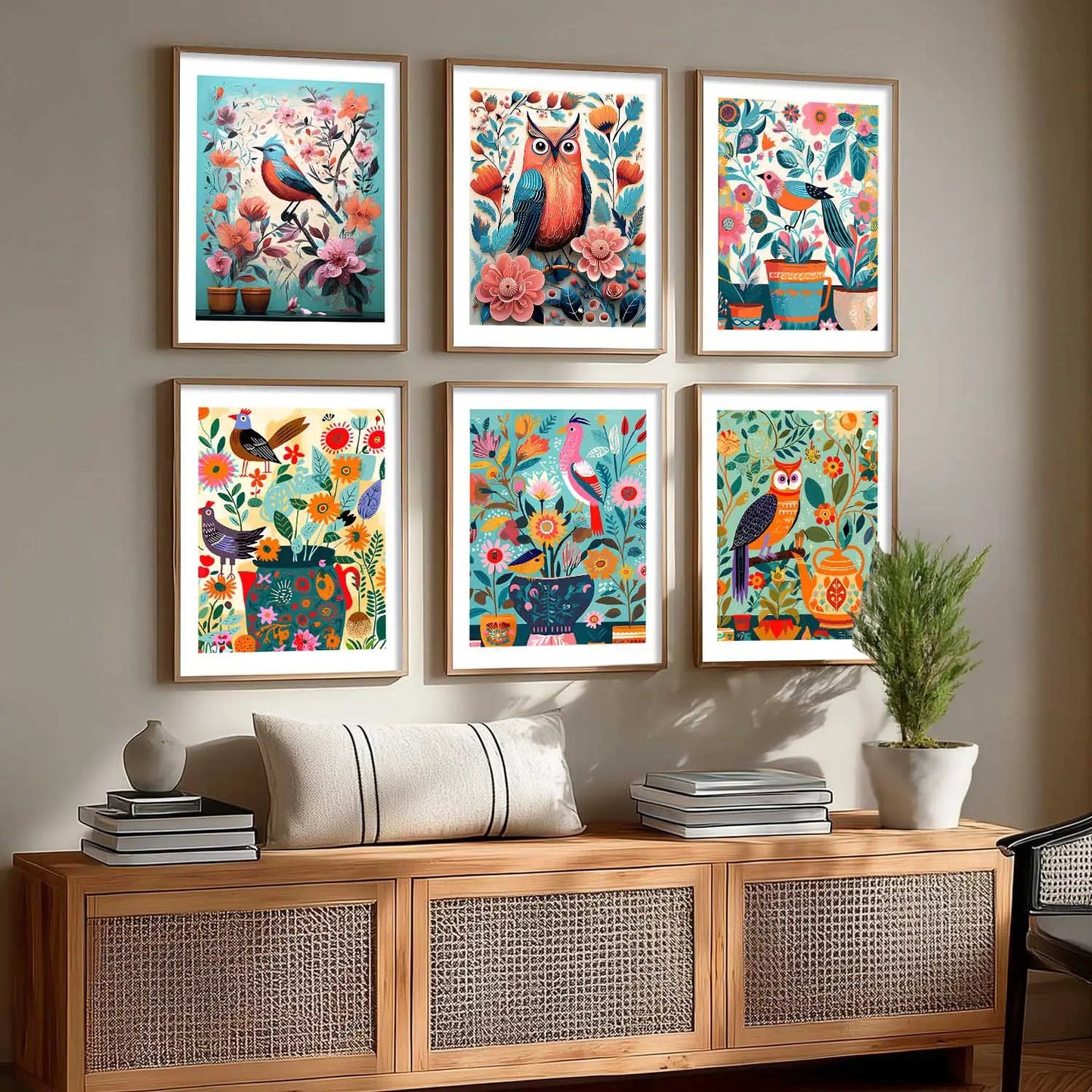 Vibrant Pop Art Prints with Frame for Living Room Bedroom Home and Office Wall Decor Set of 6
