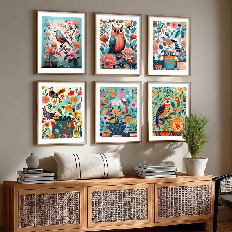 Vibrant Pop Art Prints with Frame for Living Room Bedroom Home and Office Wall Decor Set of 6