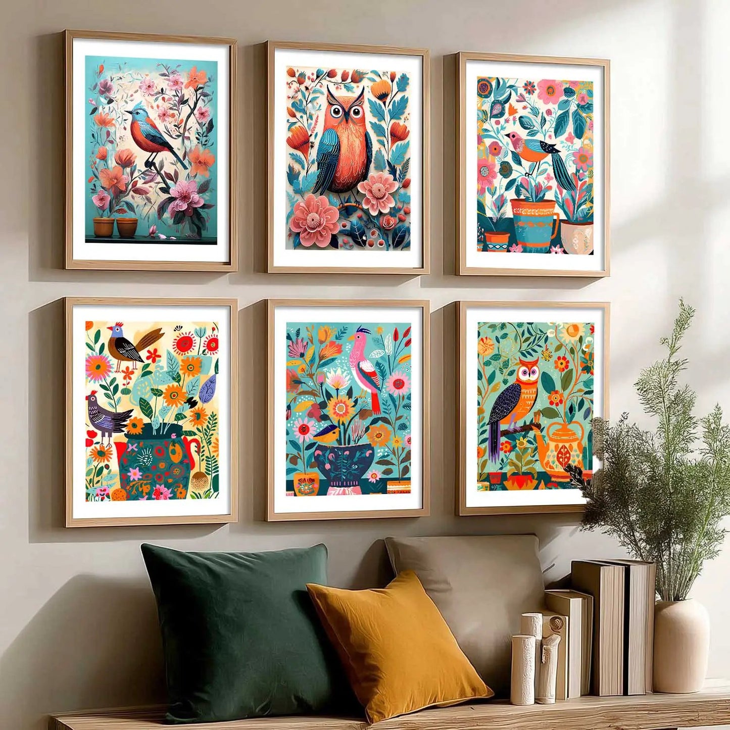 Vibrant Pop Art Prints with Frame for Living Room Bedroom Home and Office Wall Decor Set of 6