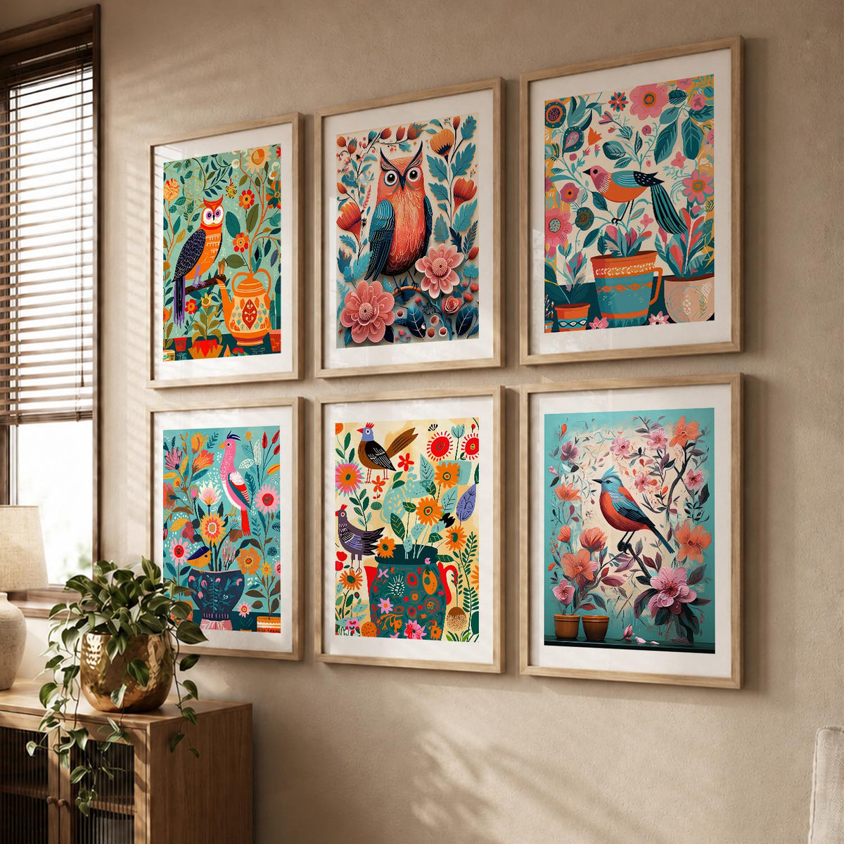 Vibrant Pop Art Prints with Frame for Living Room Bedroom Home and Office Wall Decor Set of 6