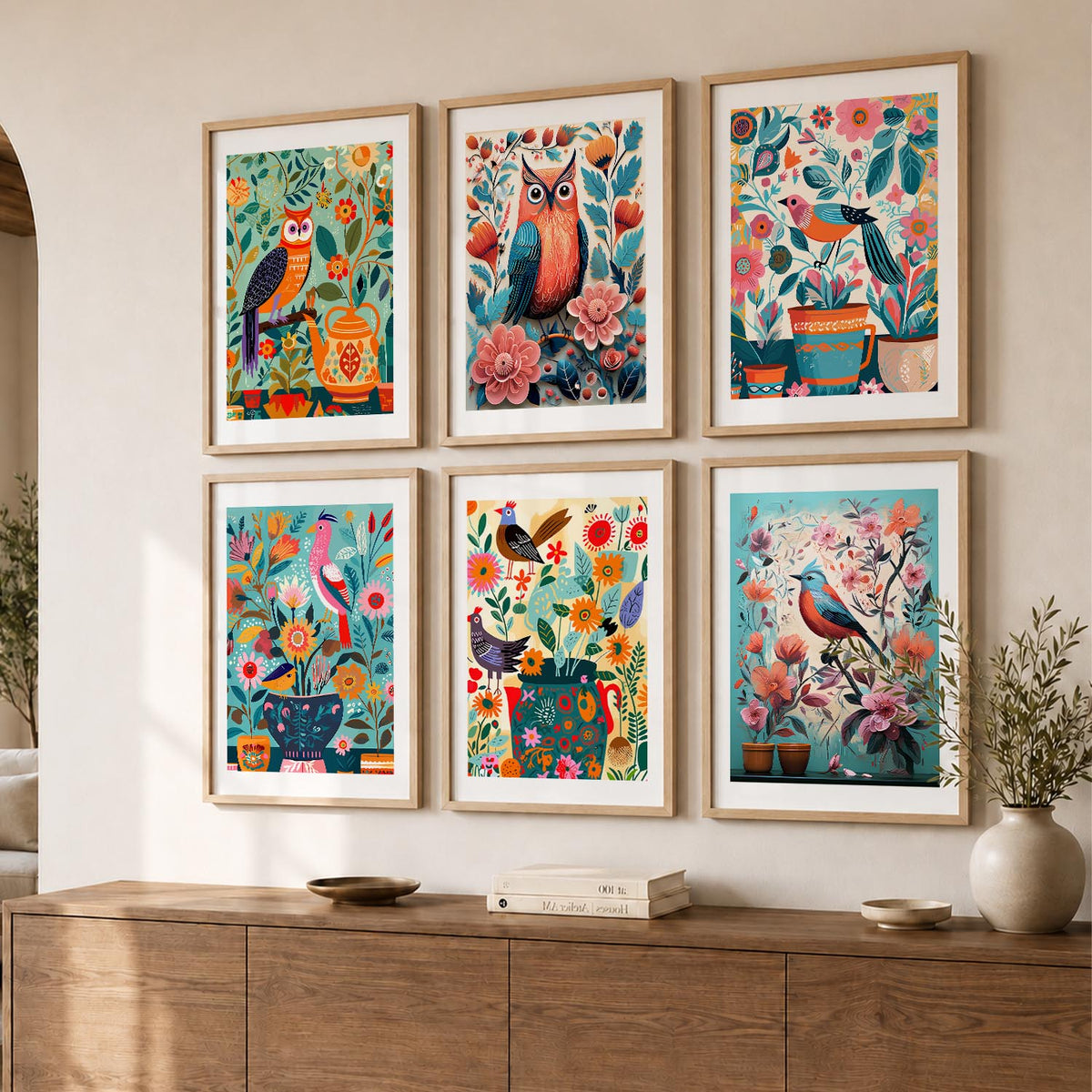 Vibrant Pop Art Prints with Frame for Living Room Bedroom Home and Office Wall Decor Set of 6