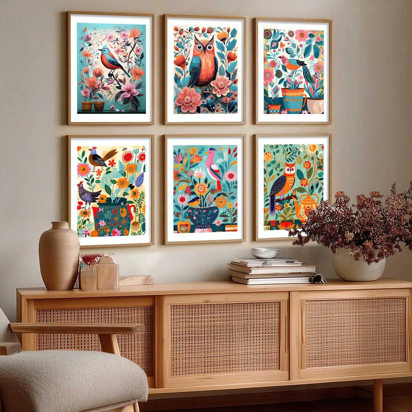 Vibrant Pop Art Prints with Frame for Living Room Bedroom Home and Office Wall Decor Set of 6