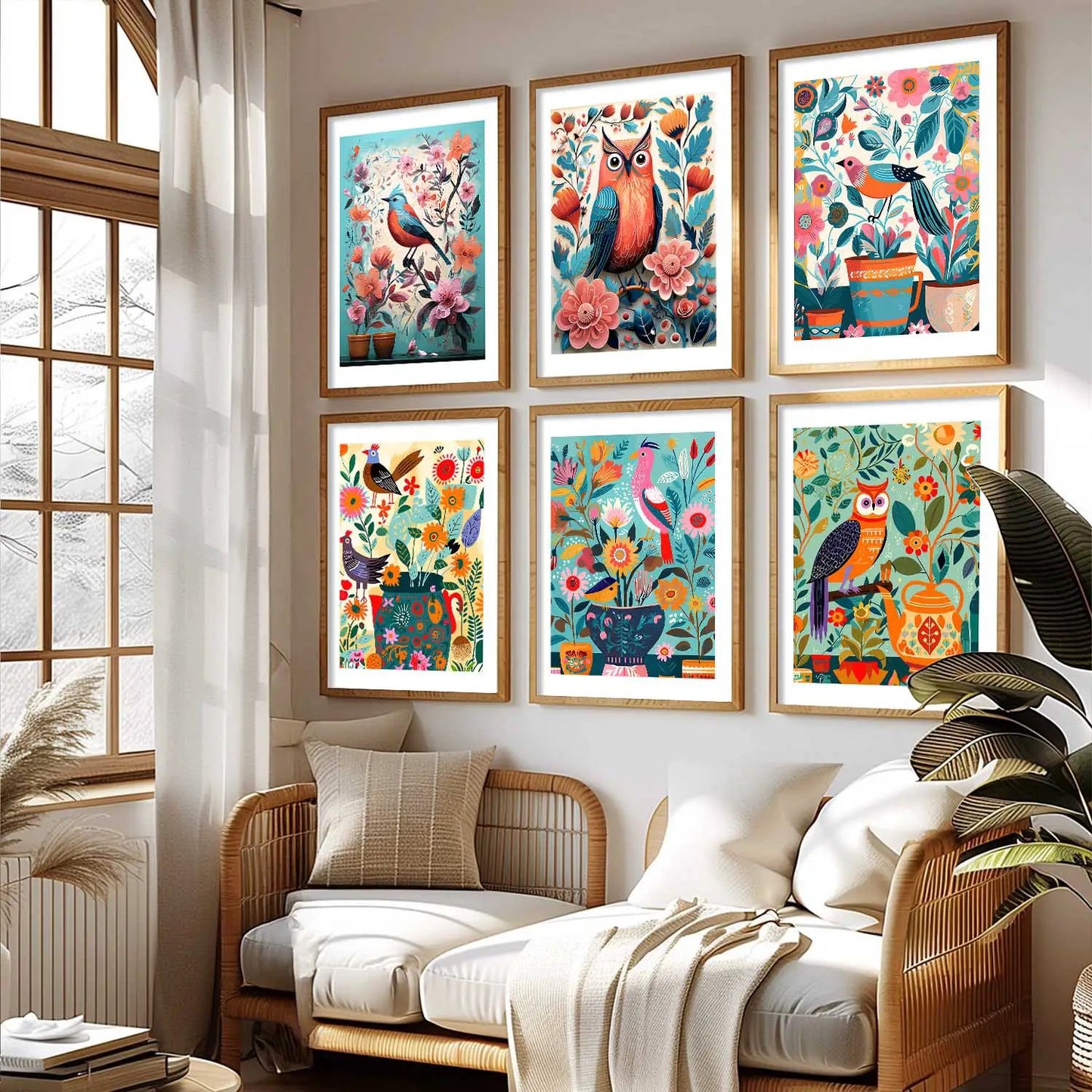 Vibrant Pop Art Prints with Frame for Living Room Bedroom Home and Office Wall Decor Set of 6