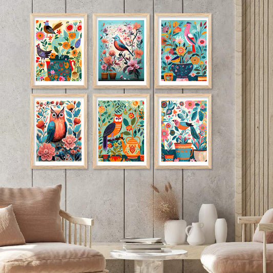 Vibrant Pop Art Prints with Frame for Living Room Bedroom Home and Office Wall Decor Set of 6