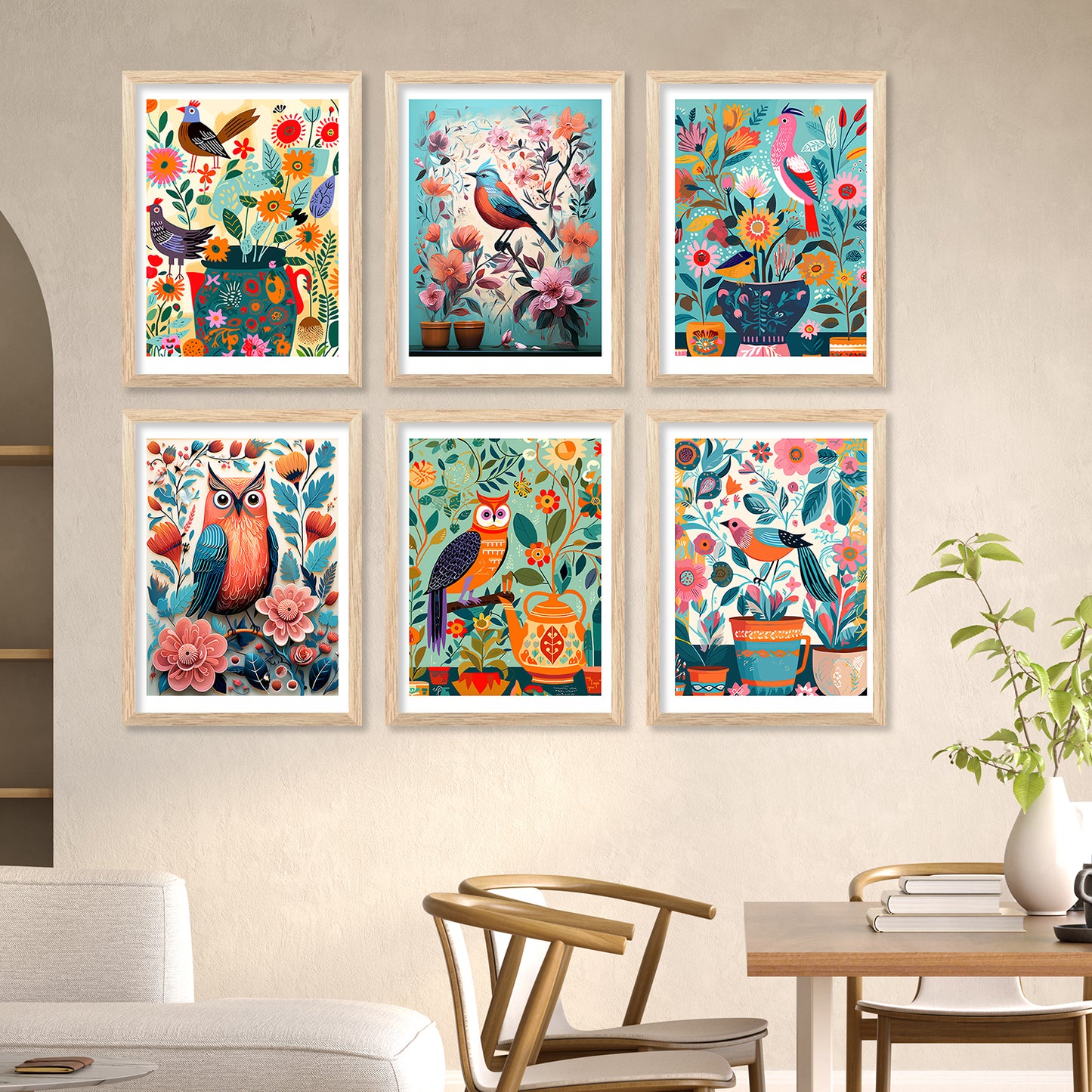 Vibrant Pop Art Prints with Frame for Living Room Bedroom Home and Office Wall Decor Set of 6