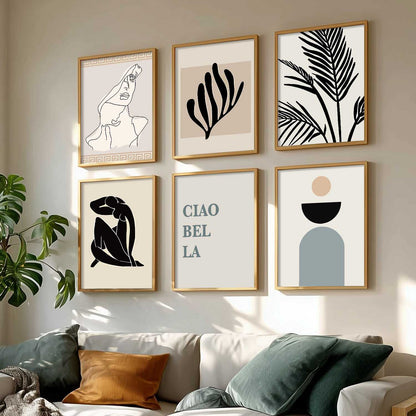Minimal Art Prints with Frame for Living Room Bedroom Home Wall Decor Set of 6